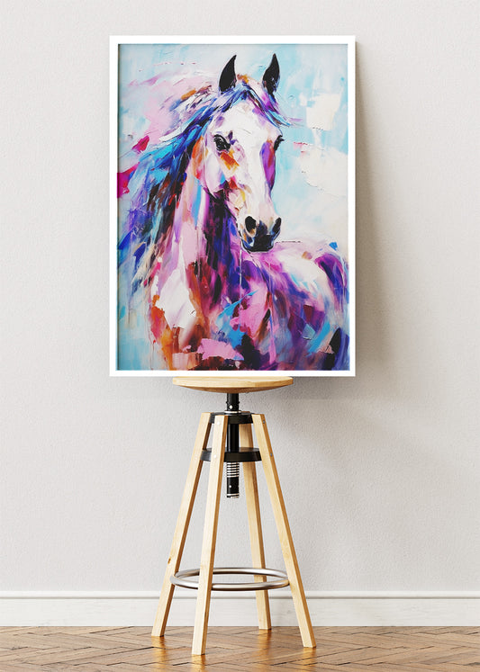 Vibrant Abstract Horse Poster & Canvas Print – Colorful Modern Equine Art