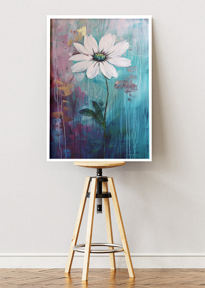 White Daisy Abstract Floral Canvas & Poster Print – AI PRINT LAB
