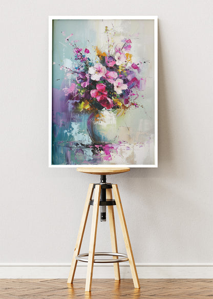 Abstract Floral Bouquet Vase Canvas & Poster Print – AI PRINT LAB