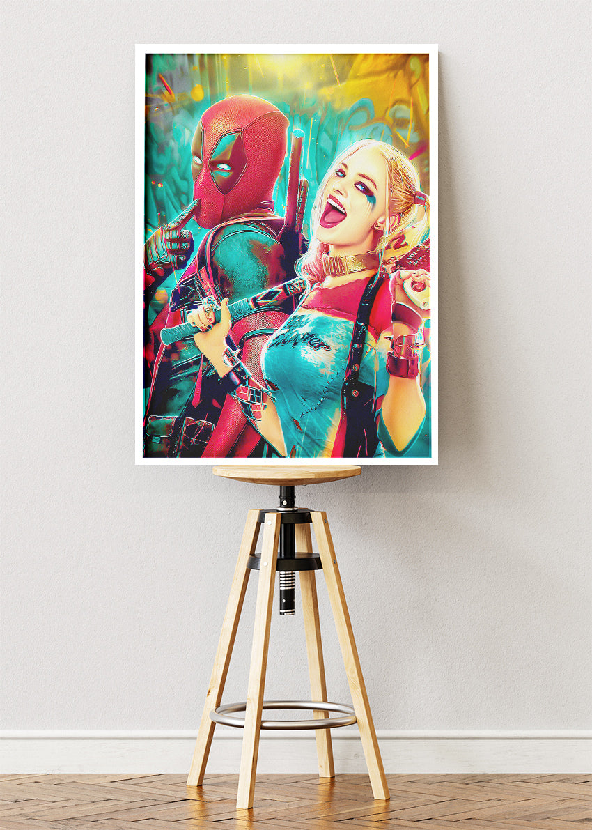 Deadpool & Harley Quinn Neon Duo Canvas & Poster Print – AI PRINT LAB