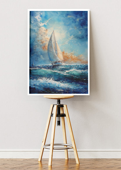 Ocean Breeze Sailboat – Serene Seascape Canvas & Poster Print – AI PRINT LAB