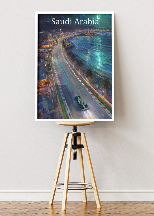 Saudi Arabia Jeddah Night Formula 1 Circuit Canvas Print & Poster – AI PRINT LAB