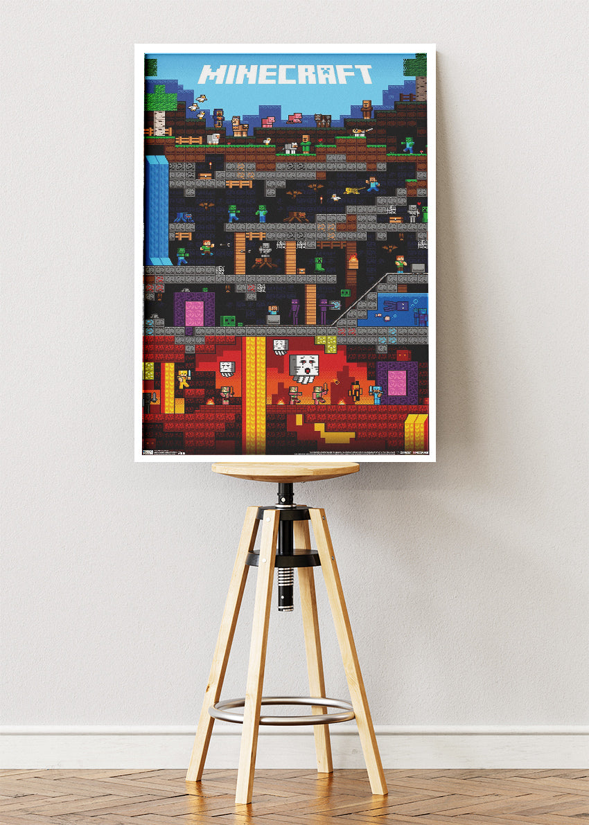 Minecraft Wall Art Poster & Canvas – Underground Block World Adventure Gaming Artwork