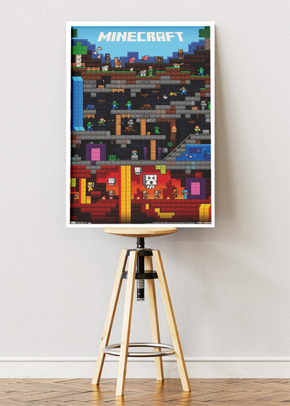 Minecraft Wall Art Poster & Canvas – Underground Block World Adventure Gaming Artwork