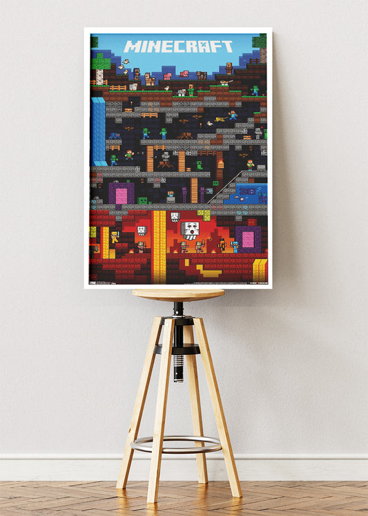 Minecraft Wall Art Poster & Canvas – Underground Block World Adventure Gaming Artwork