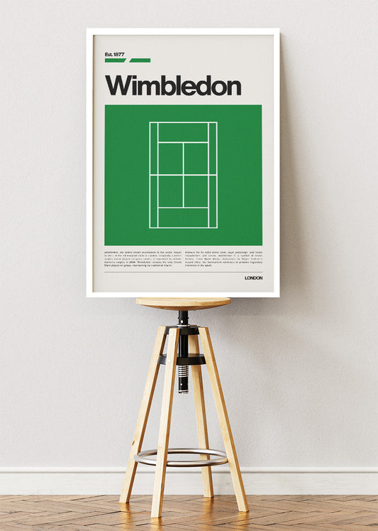 Wimbledon Tennis Poster & Canvas Print – Modern Minimal Court Illustration Wall Art