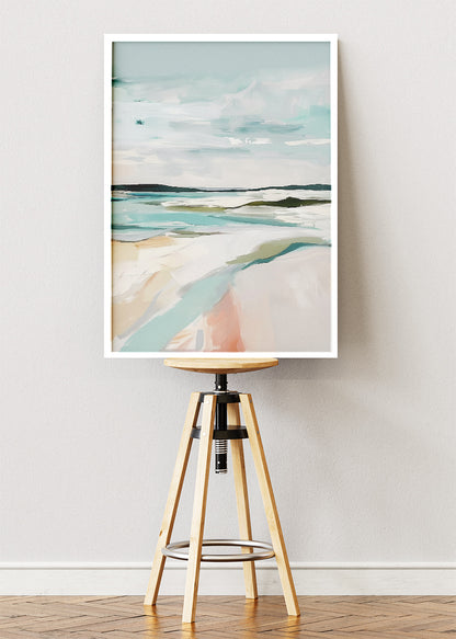 Soft Coastal Abstract Landscape – Minimalist Beach Wall Art Poster & Canvas – AI PRINT LAB