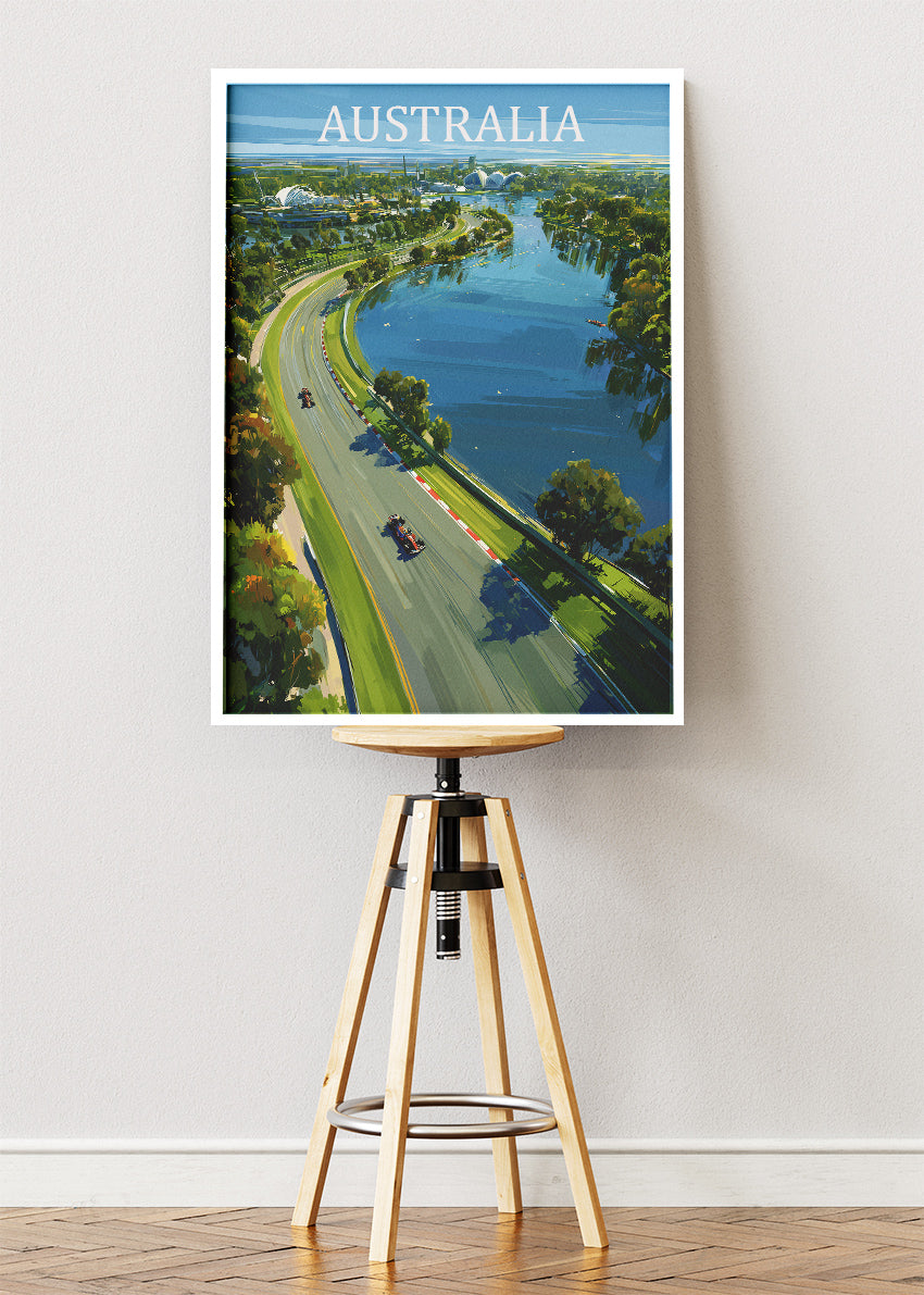 Australia Formula Racing Aerial Poster & Canvas Print | Scenic Motorsport Wall Art