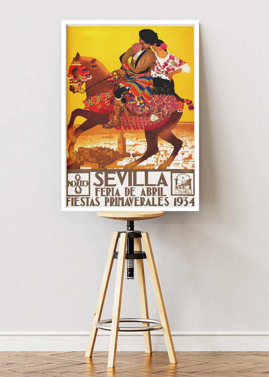 Sevilla Feria de Abril 1934 Poster & Canvas Print – Vintage Spanish Festival Art