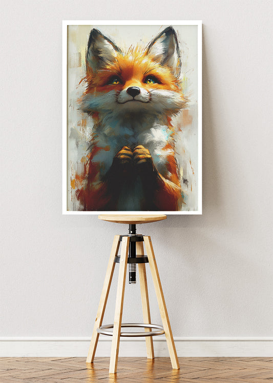 Fox Portrait Poster & Canvas Print – Expressive Modern Woodland Animal Art