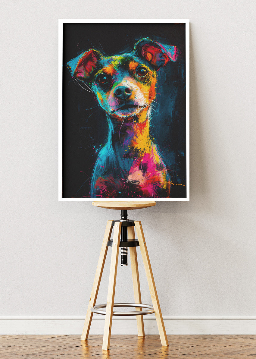 Colorful Dog Portrait Poster & Canvas Print – Modern Abstract Pet Wall Art
