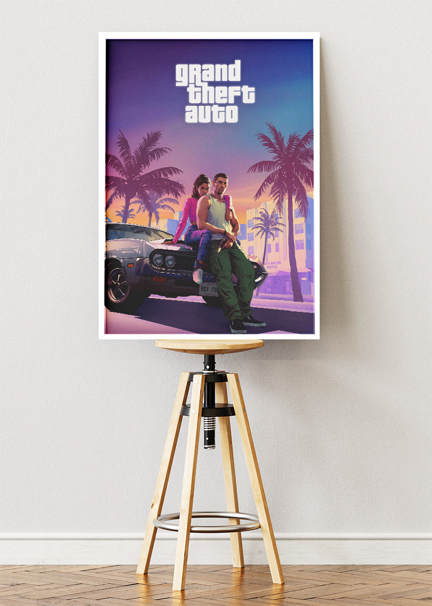 Grand Theft Auto Wall Art Poster & Canvas – Neon City Crime Gaming Artwork