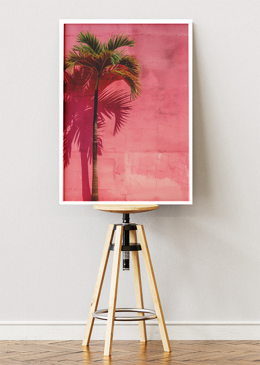 Minimal Palm Tree Pink Wall Canvas & Poster Print – AI PRINT LAB