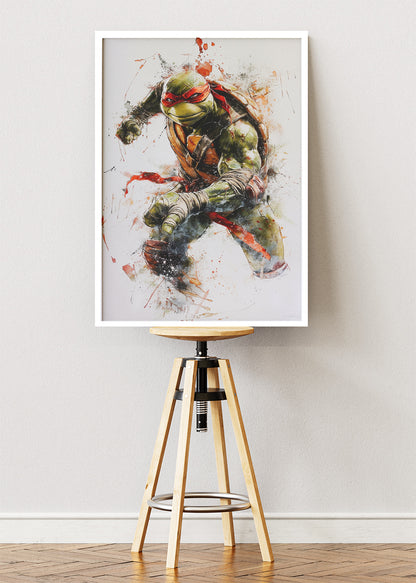 Raphael Ninja Turtle Action Splash Canvas & Poster Print – AI PRINT LAB