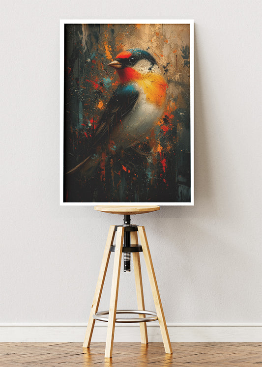 Colorful Songbird Poster & Canvas Print – Expressive Modern Bird Wall Art