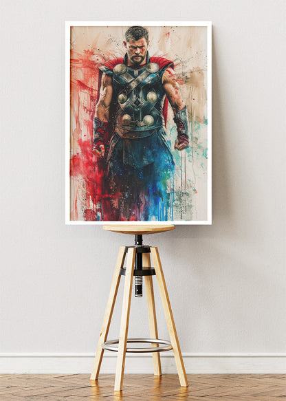 Thunder God Warrior Splash Art Canvas & Poster Print – AI PRINT LAB