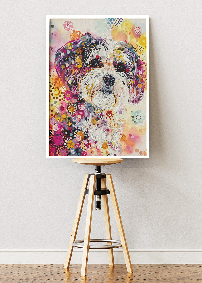 Abstract Dog Portrait Poster & Canvas Print – Colourful Modern Pet Wall Art