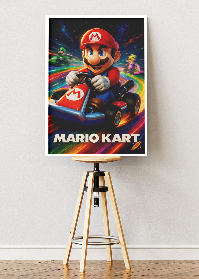 Mario Kart Wall Art Poster & Canvas – Rainbow Speed Racing Gaming Artwork