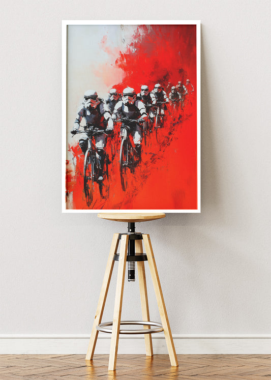 Stormtrooper Cycling Art Print & Canvas – Sci-Fi Bicycle Wall Art