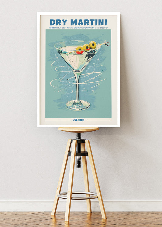 Dry Martini Poster & Canvas Print | Vintage Cocktail Wall Art