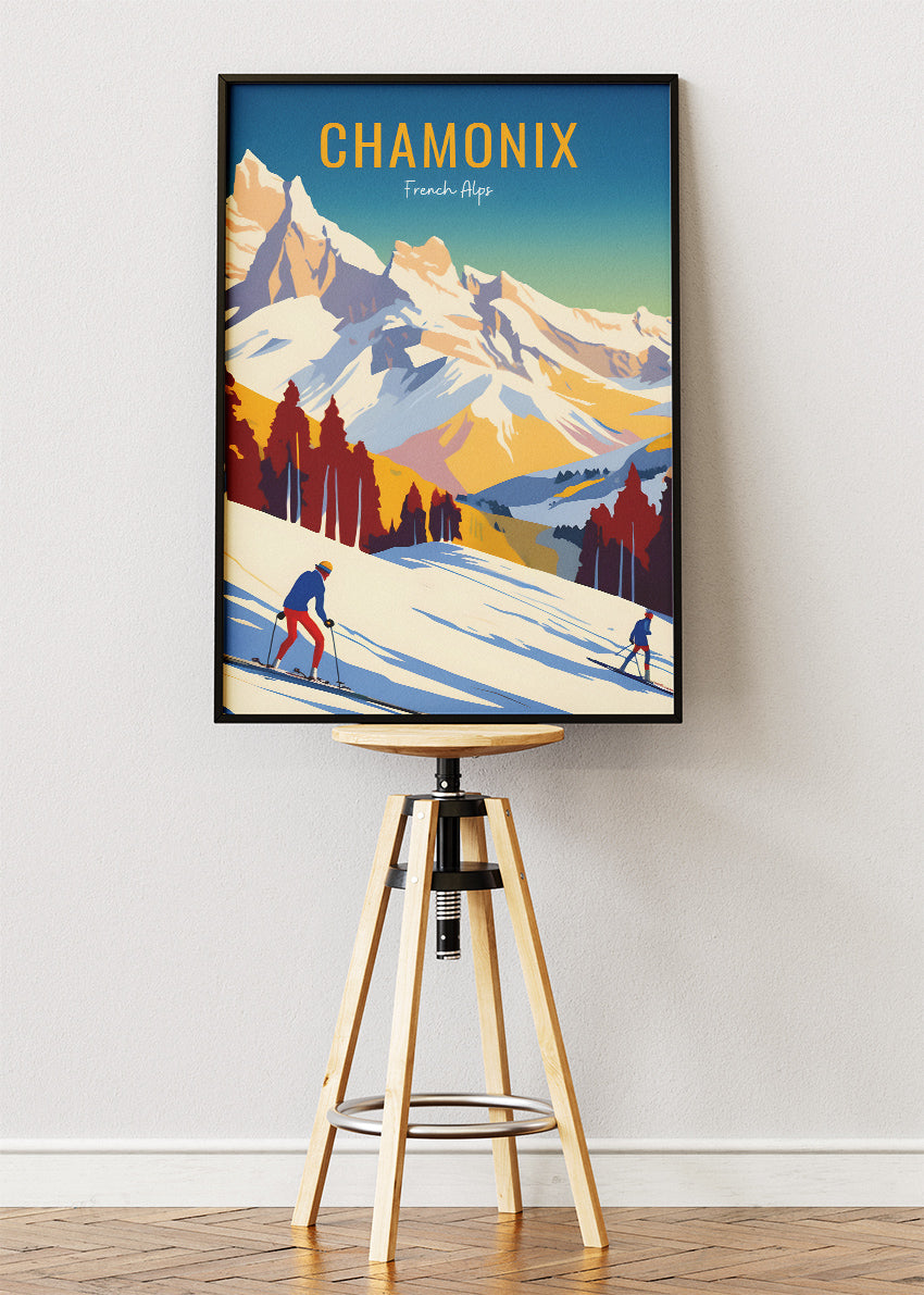 Chamonix French Alps Poster & Canvas Print – Vintage Ski Mountain Art