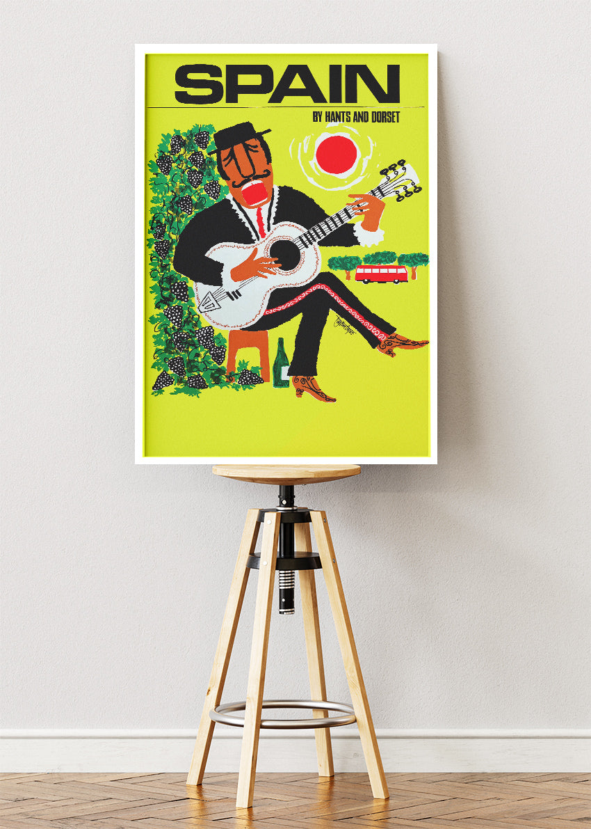 Spain Guitar Poster & Canvas Print – Vintage Flamenco Music Travel Art