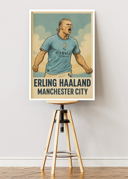 Erling Haaland Manchester City Football Wall Art | Elite Goal Machine Poster & Canvas