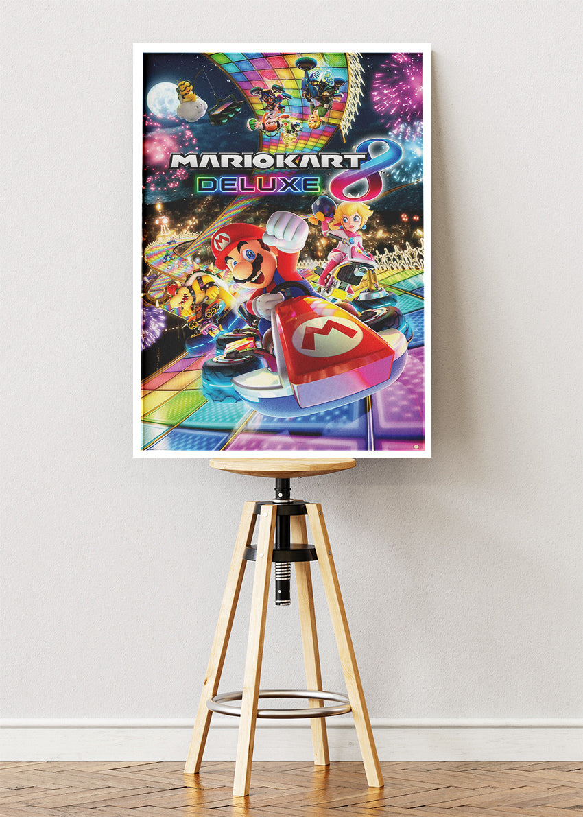Mario Kart 8 Deluxe Wall Art Poster & Canvas – Rainbow Road Racing Gaming Artwork