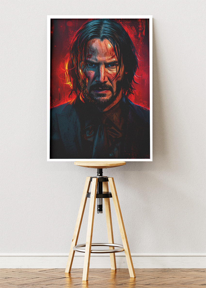John Wick Inspired Wall Art – Dark Action Movie Portrait Poster & Canvas Print