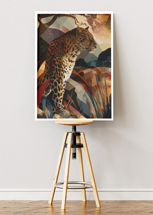 Leopard Wall Art Poster & Canvas Print – Abstract Wildlife Landscape Animal Art