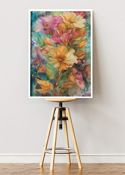 Elegant Watercolor Floral Bouquet Canvas & Poster Print – AI PRINT LAB