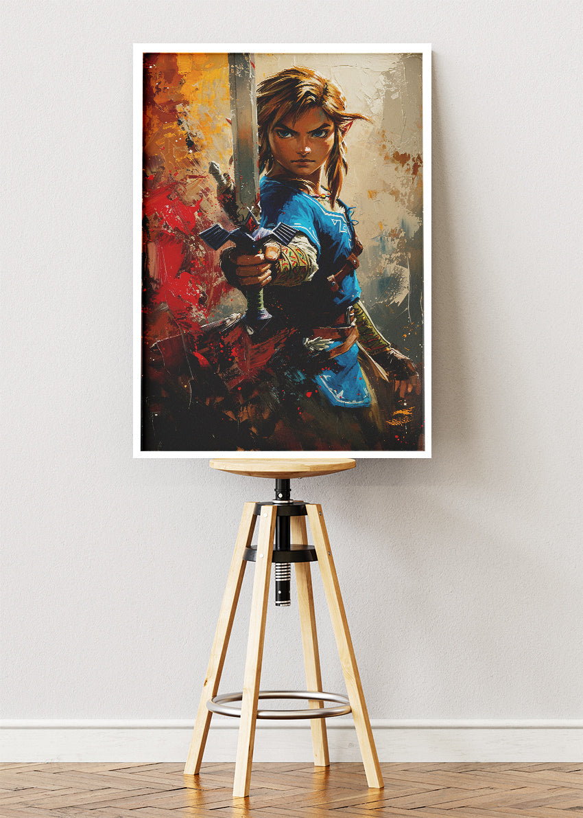 The Legend of Zelda Breath of the Wild Wall Art Poster & Canvas – Link Warrior Portrait Gaming Artwork