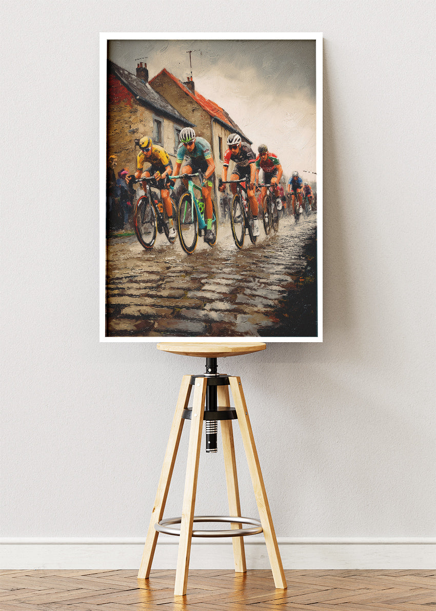 Classic Road Race Cycling Art Print & Canvas – Cobblestone Bicycle Wall Art