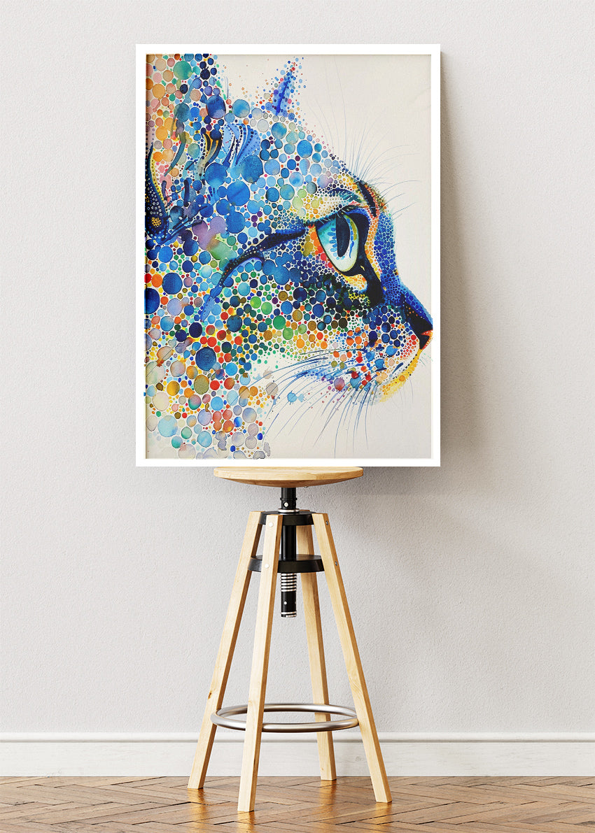 Colorful Abstract Cat Poster & Canvas Print – Modern Artistic Animal Wall Art