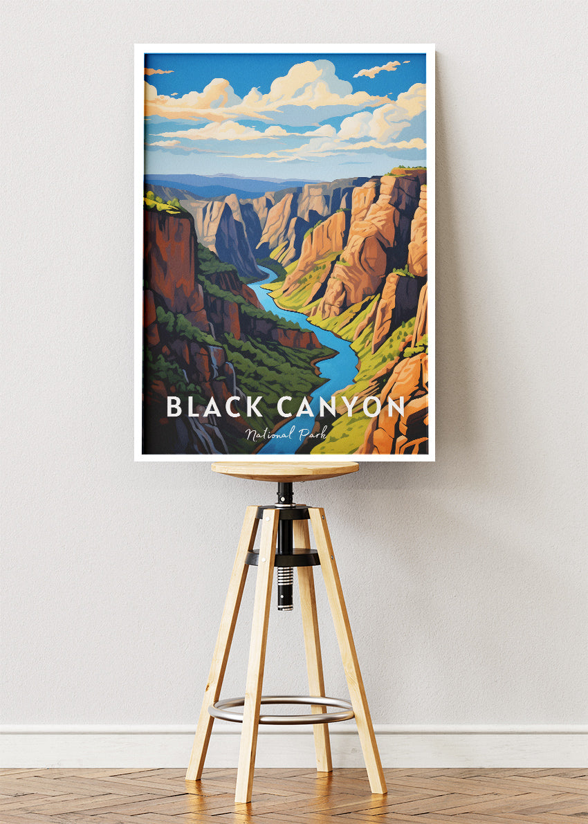 Black Canyon National Park Poster & Canvas Print – Scenic Canyon Landscape Illustration Wall Art