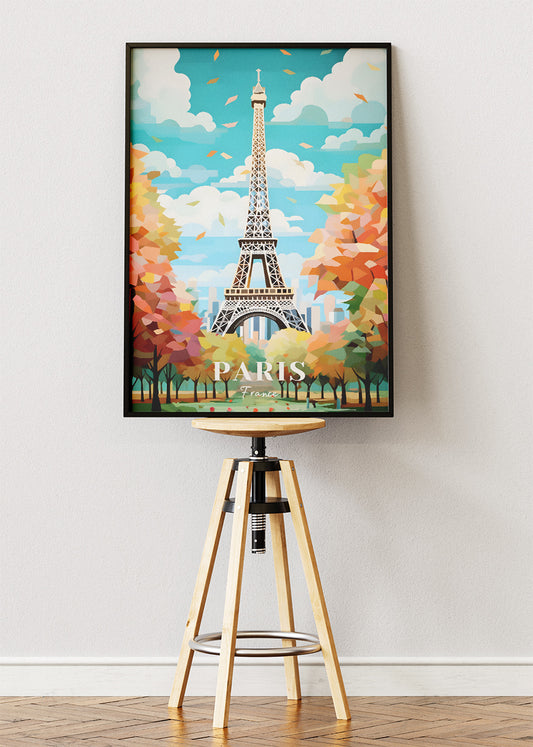 Paris France Poster & Canvas Print – Vintage Autumn Eiffel Tower Art