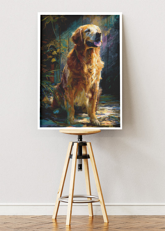 Golden Retriever Wall Art Poster & Canvas Print – Warm Painterly Dog Illustration