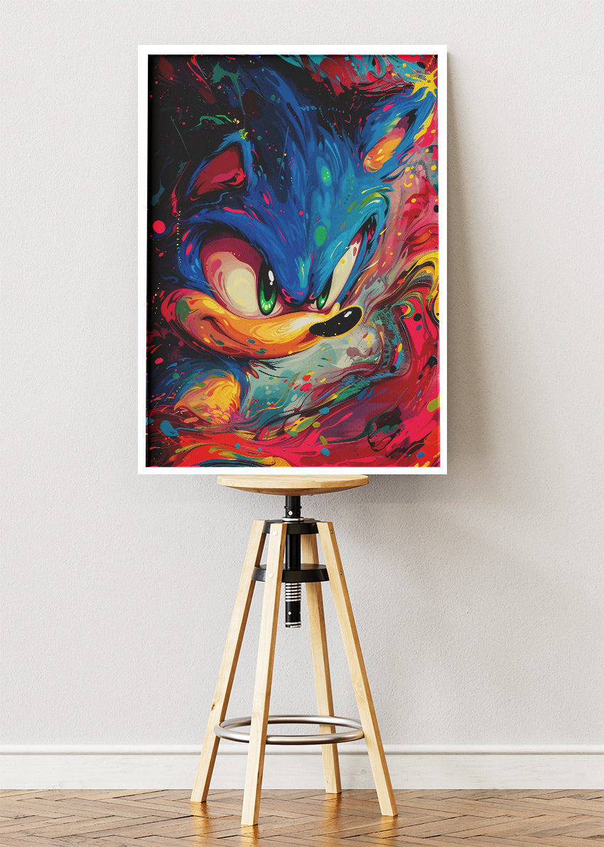 Sonic the Hedgehog Abstract Wall Art Poster & Canvas – Expressive Modern Gaming Artwork