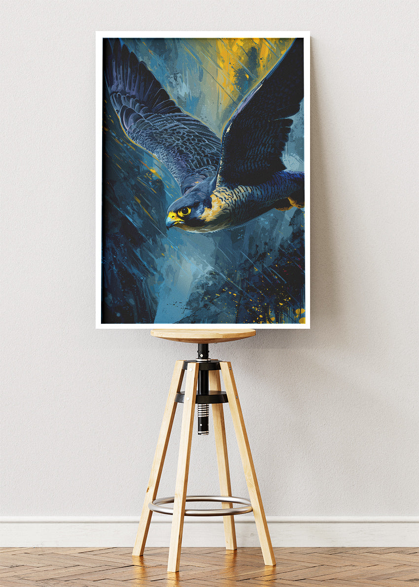Peregrine Falcon Wall Art Poster & Canvas Print – Powerful Bird of Prey Illustration