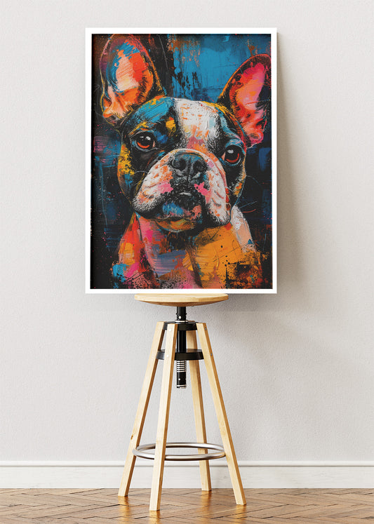 Colorful French Bulldog Wall Art Poster & Canvas Print – Modern Dog Street Art
