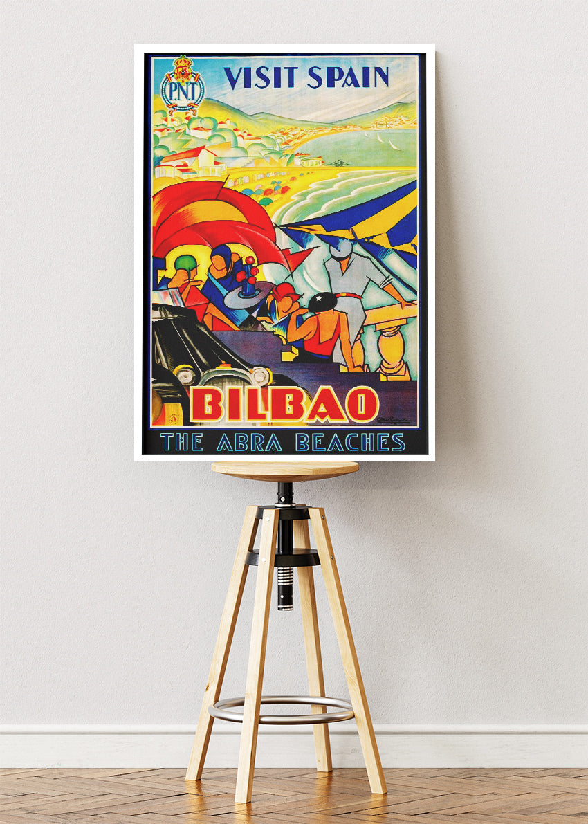 Bilbao Spain Poster & Canvas Print – Vintage Abra Beaches Travel Art
