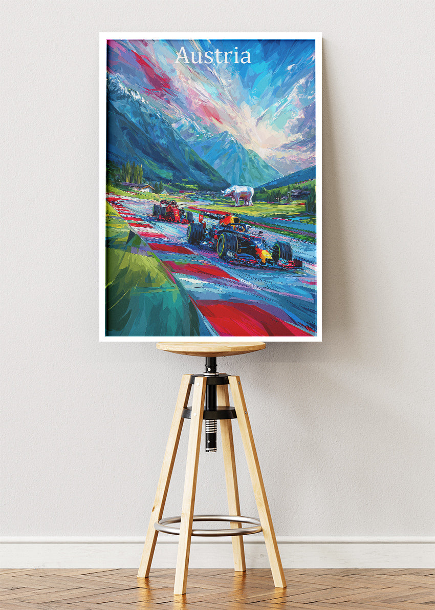 Austria Formula Racing Poster & Canvas Print | Expressive Alpine Motorsport Wall Art