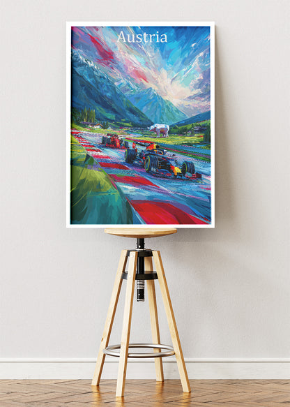 Austria Formula Racing Poster & Canvas Print | Expressive Alpine Motorsport Wall Art