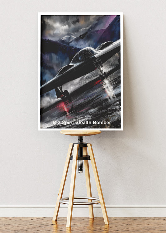 B-2 Spirit Stealth Bomber Canvas Print – Dark Atmospheric Aviation Art