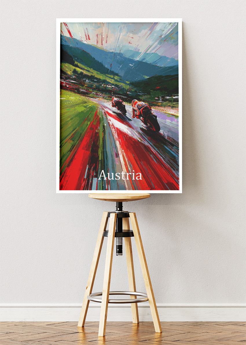 Austria MotoGP Alpine Speed Motorcycle Racing Wall Art Poster & Canvas