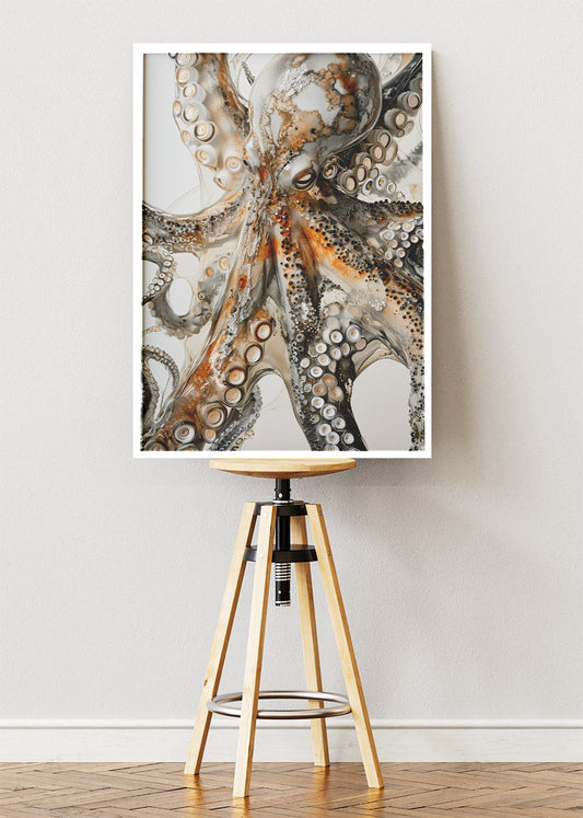 Elegant Octopus Wall Art Poster & Canvas Print – Luxury Ocean Abstract