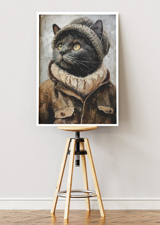 Stylish Black Cat Canvas Print & Poster – Cozy Fashion Cat Wall Art