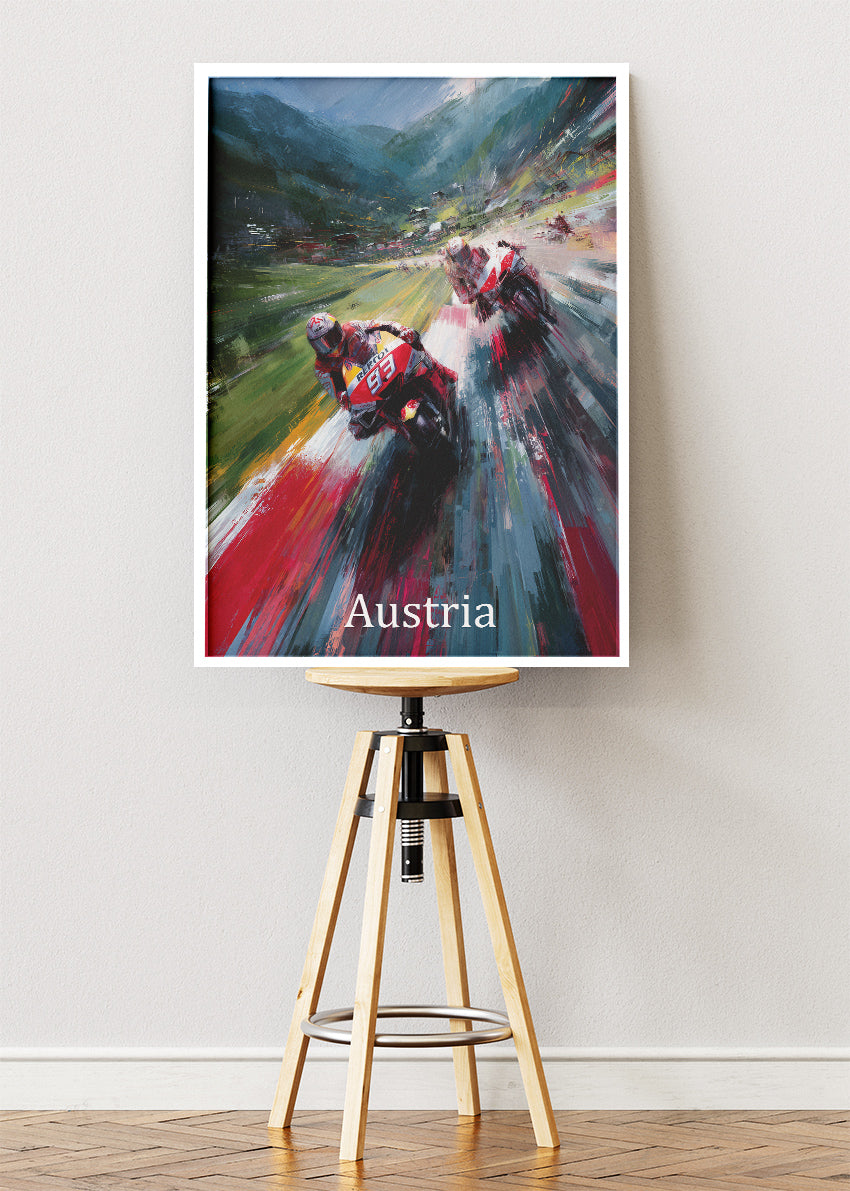 Austria MotoGP Alpine Racing Speed Motorcycle Wall Art Poster & Canvas