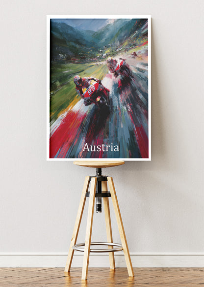 Austria MotoGP Alpine Racing Speed Motorcycle Wall Art Poster & Canvas