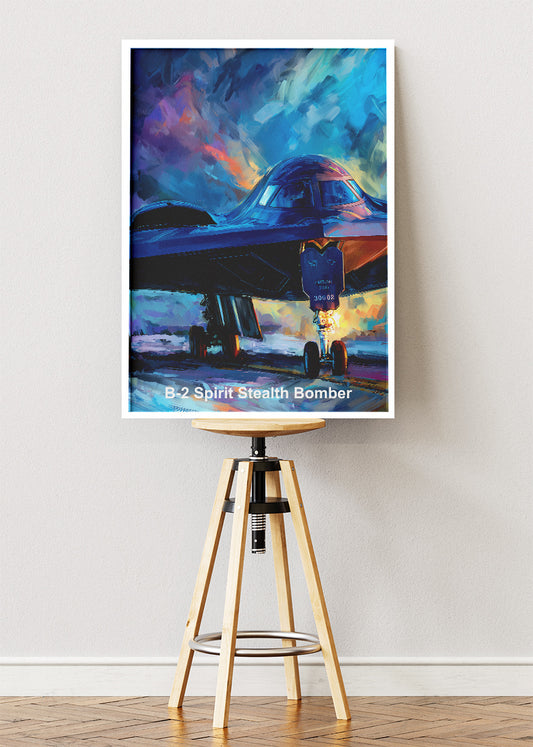 B-2 Spirit Stealth Bomber Canvas Print – Vibrant Military Aviation Art